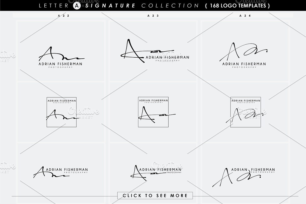 168 LETTER A SIGNATURE monogram logo, a Branding & Logo Template by Whimsical Logoshop (Photo 13 of 16)