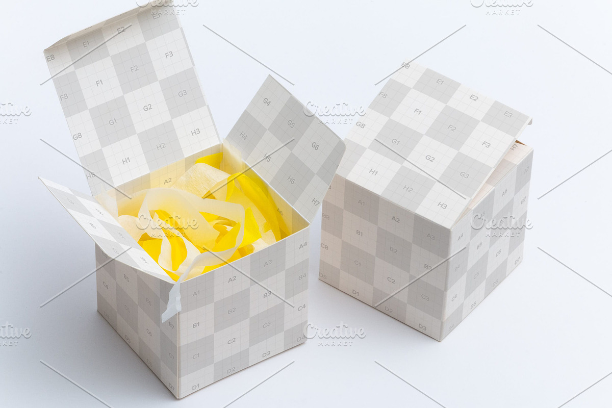Soft Paper Cube Gift Box Mockup 01, a Product Mockup by Ktyellow (Photo 2 of 3)