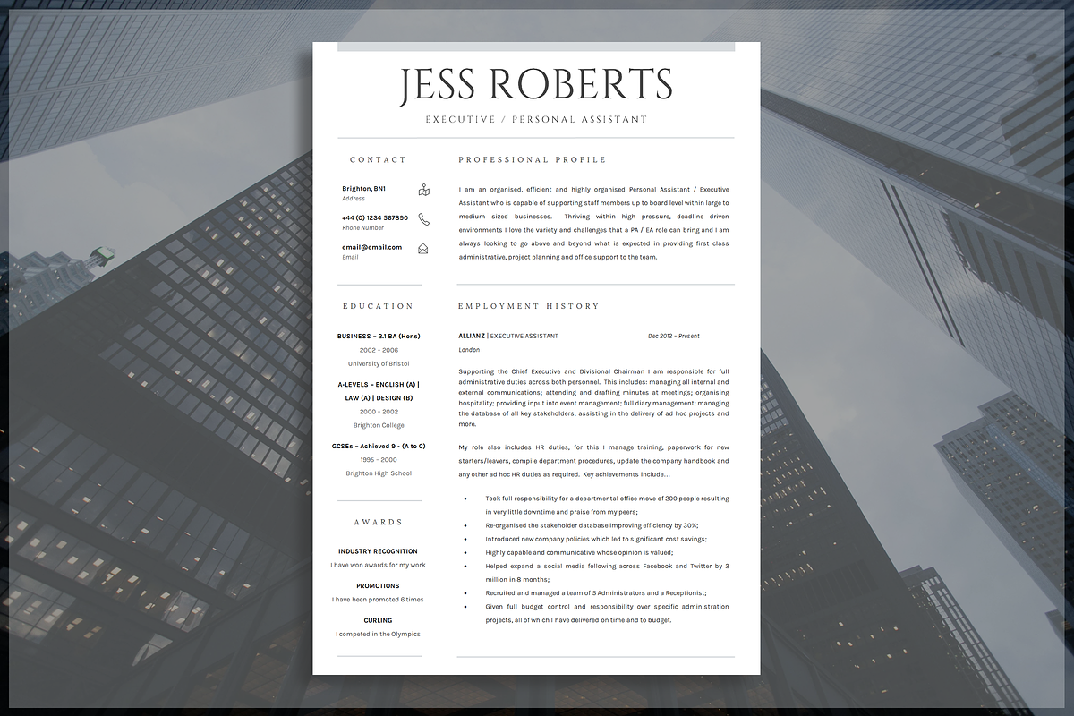 Professional CV Template | Resume, a Resume Template by introDuice - CV / Resumes (Photo 1 of 6)