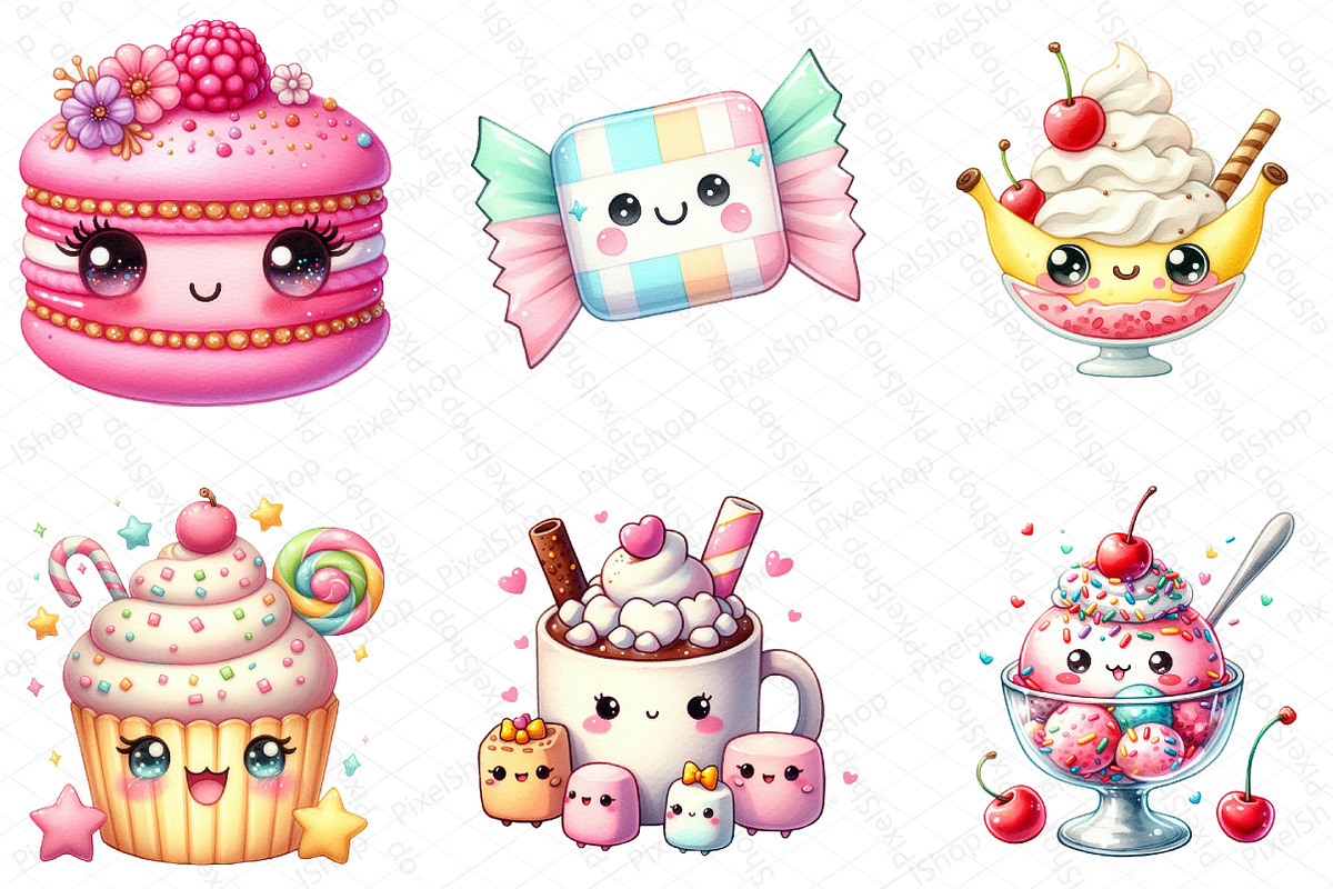 Kawaii Sweet Food Clipart Bundle, an Illustration by DreamPrint404 (Photo 5 of 5)