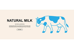 Stylized blue cow grazing in modern, an Animal Illustration by GraphiShop