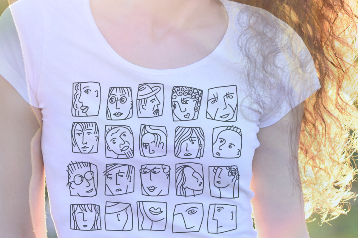 15 abstract faces icons vector set, an Outline Icon by Crowhouse (Photo 5 of 7)