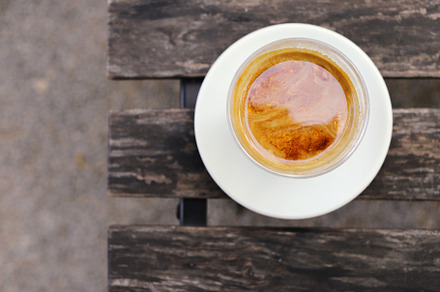 Top view of coffee on wooden table, a Food & Drink Photo by Nuchylee Photo