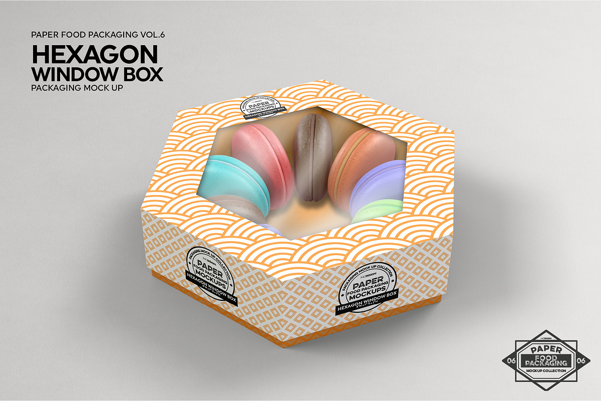 Hexagon Window Box Mockup, a Packaging Mockup by INCDesign (Photo 3 of 6)