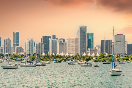 Miami skyline with yachts, boats, an Architecture Photo by Maria Kray