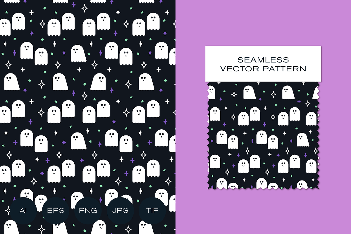 Cute Kawaii Ghosts Halloween Pattern, a Pattern Graphic by Rxmi Studio (Photo 1 of 3)