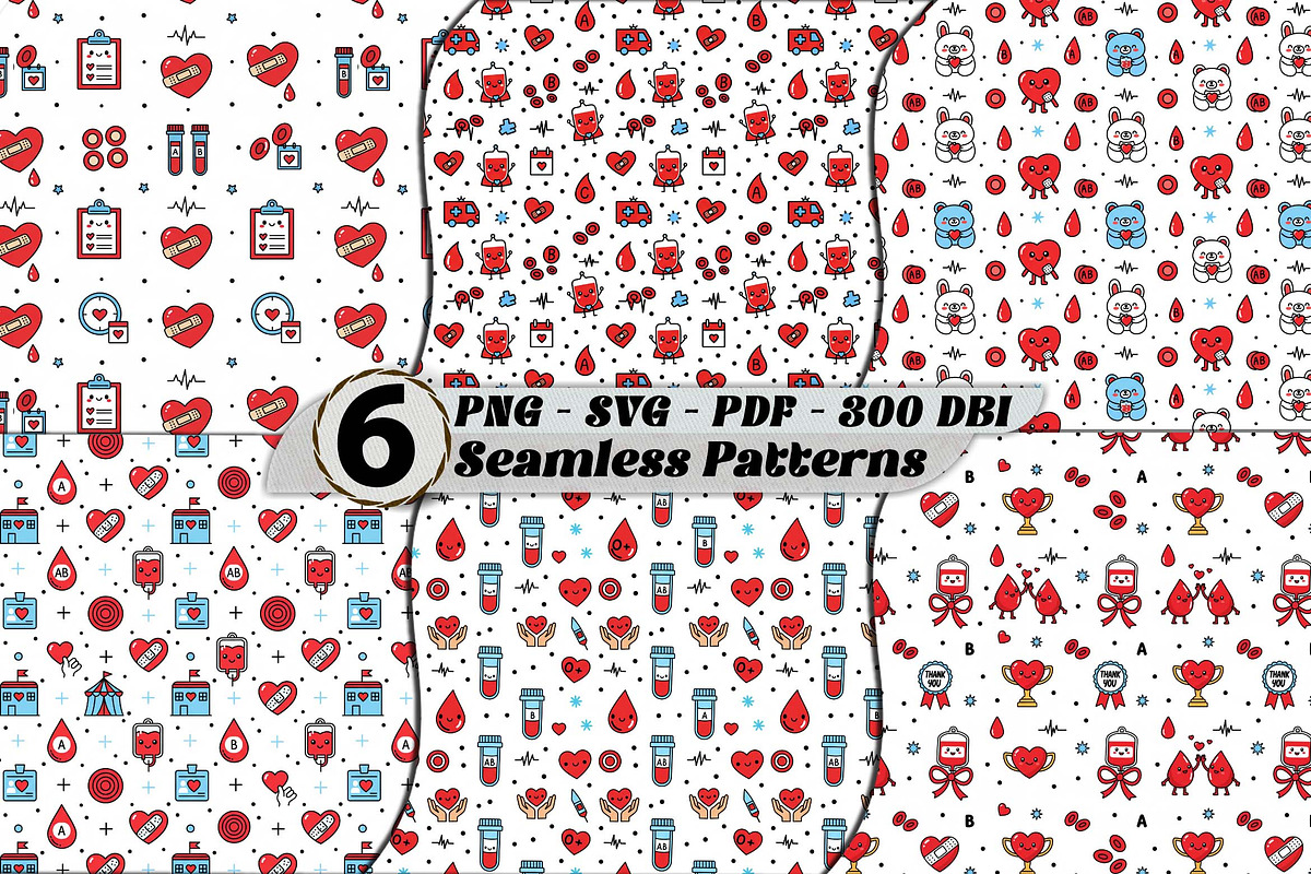 Kawaii Blood Donation Patterns SVG, a Pattern Graphic by one-touch (Photo 1 of 19)