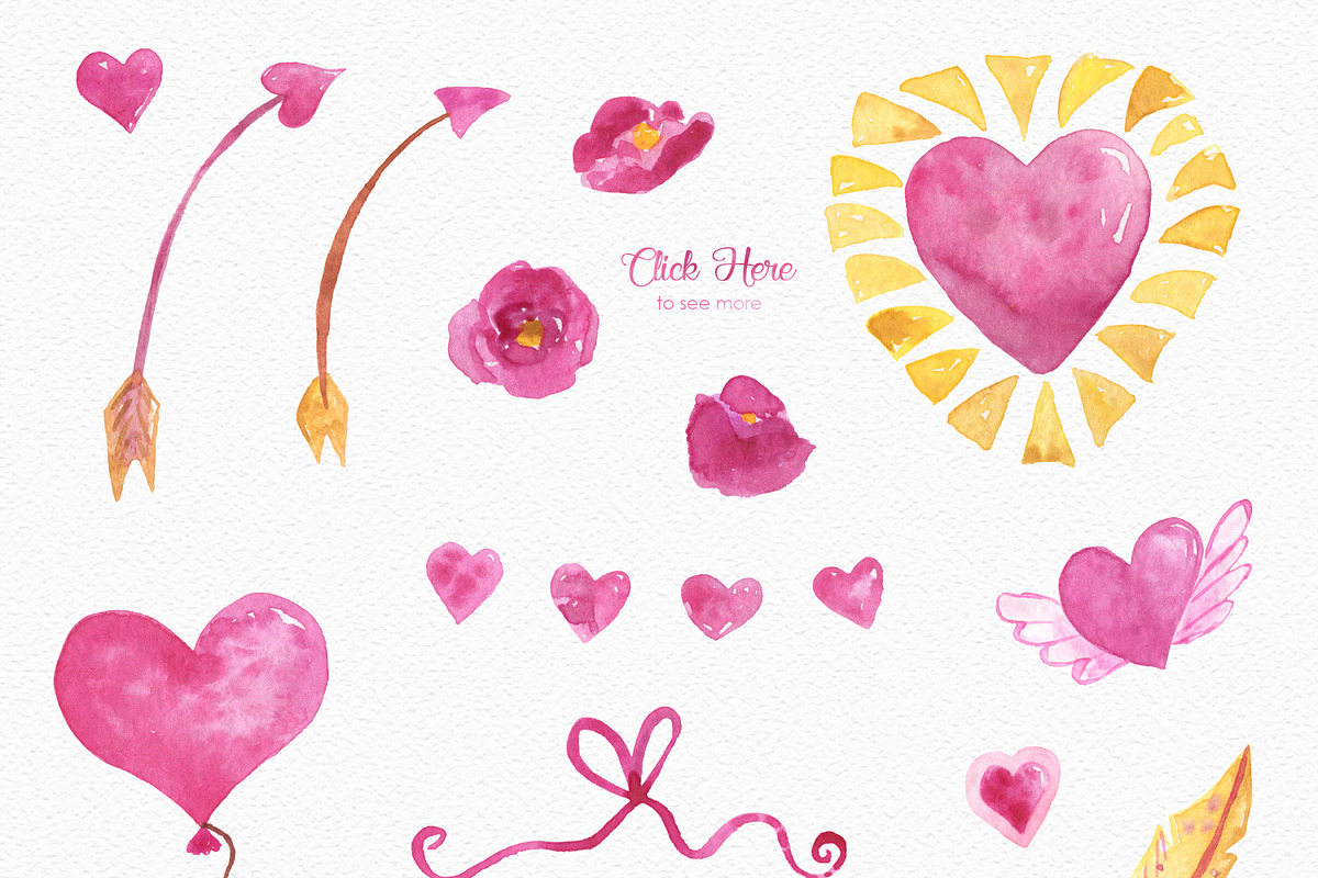 Watercolor Valentines Day Animals, an Animal Illustration by LeMagiqueBoutique (Photo 3 of 5)