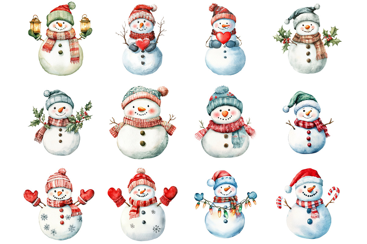 Whimsical Christmas Snowman Clipart, a Graphic by CitraGraphics (Photo 3 of 4)
