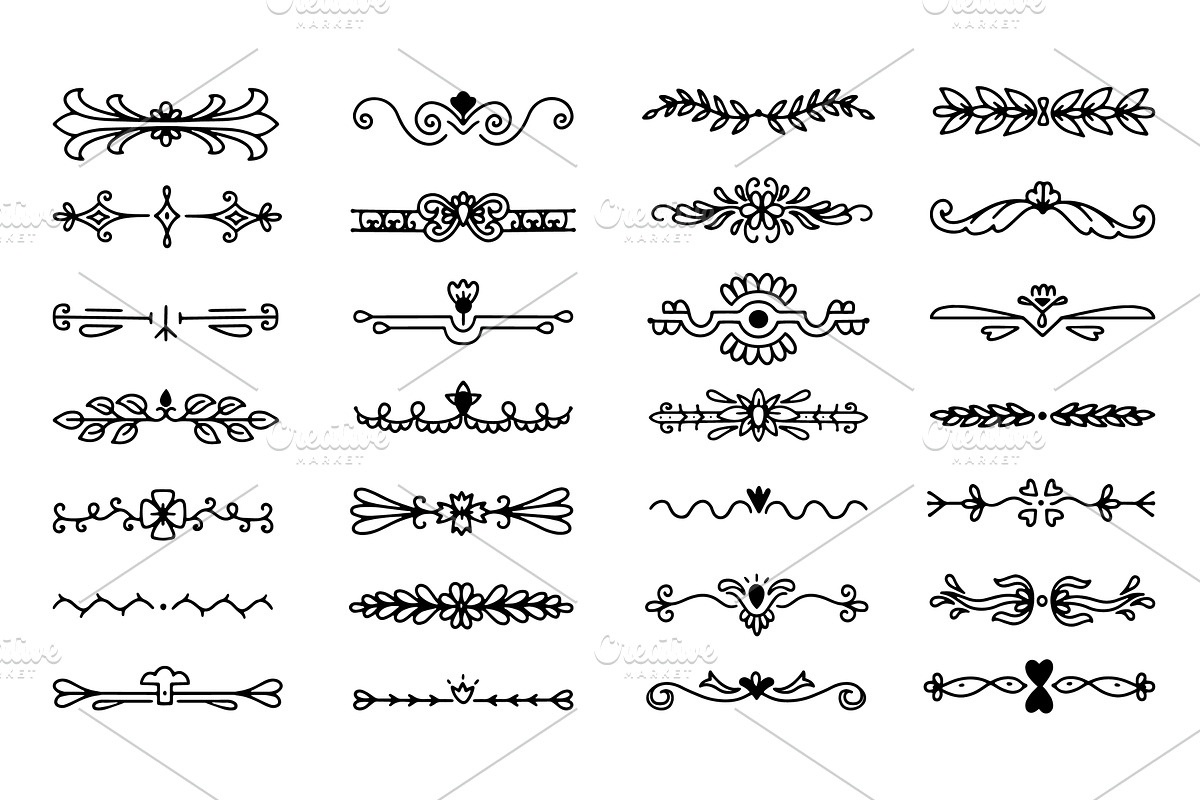 Doodle flourish text dividers, an Illustration by Valerie Bodnar