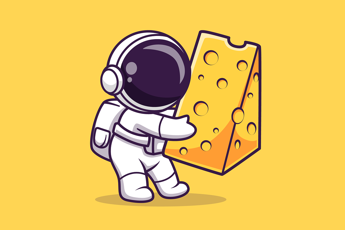 Cute Astronaut Holding Cheese Moon, a Food Illustration by Catalyst Labs