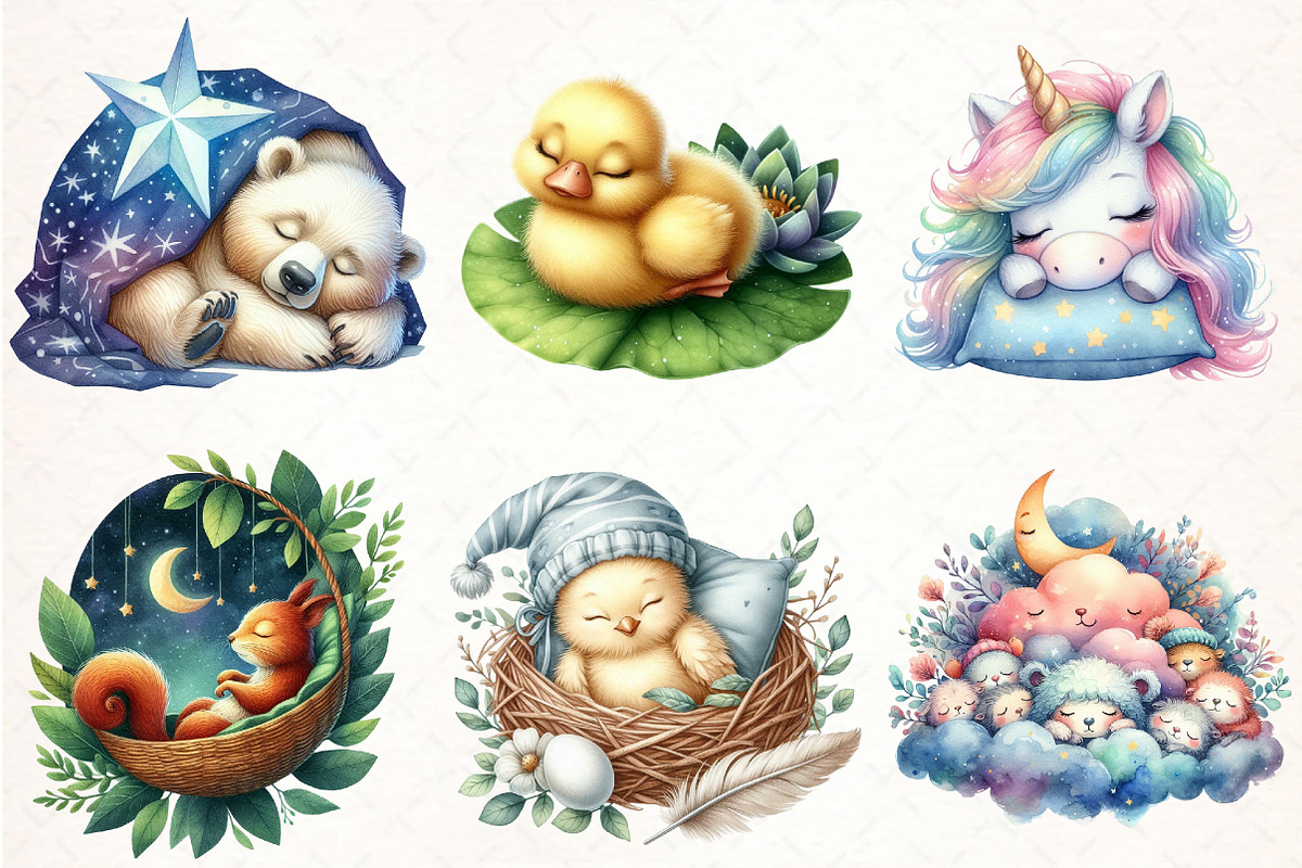 Sleepy Animals,Sweet Dreams Sign PNG, an Illustration by Pixels.Craft (Photo 2 of 7)