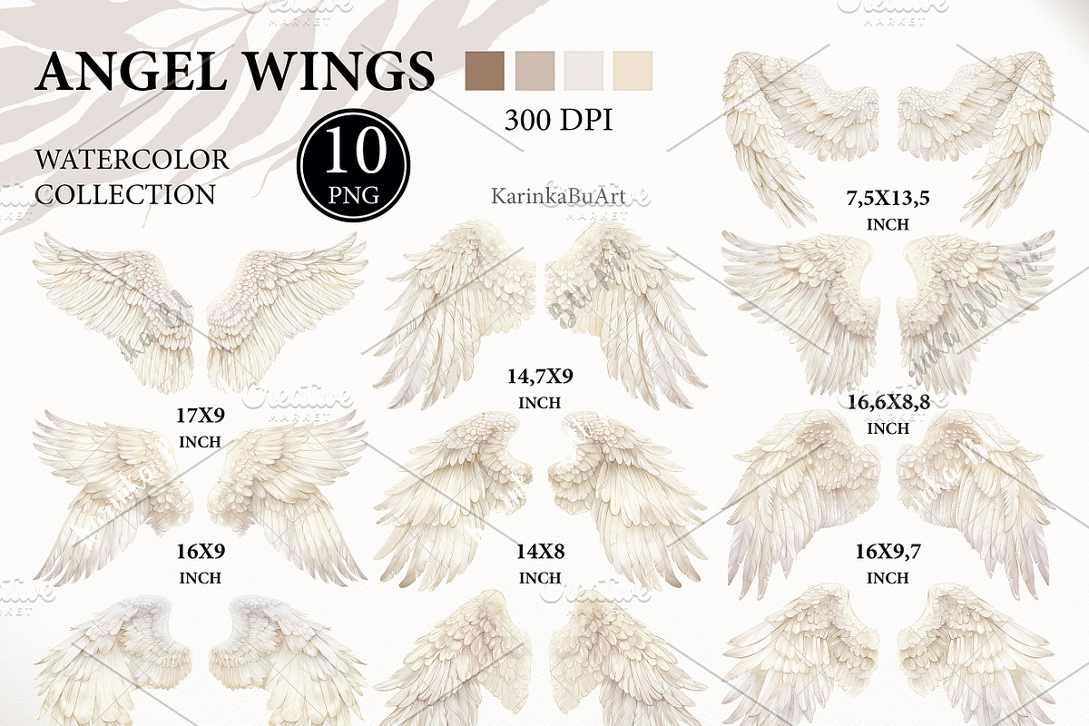 Watercolor White Angel Wings png set, an Object Graphic by KarinkaBU (Photo 2 of 6)