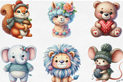 Kawaii Knitted Animals Clipart, an Illustration by Designking (Thumbnail 4 of 4)