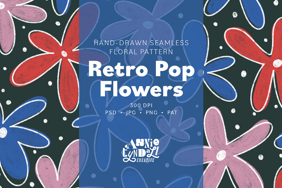 Retro Pop Flowers Seamless Pattern, a Pattern Graphic by Annie Tyndall Creative (Photo 1 of 12)