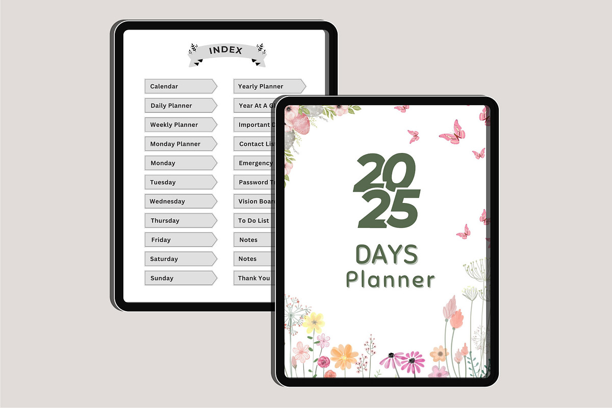 2025 Digital Planner 365 Days Canva, a Stationery Template by Designmela01 (Photo 3 of 8)
