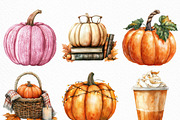Watercolor Cozy Autumn Pumpkin PNG, an Illustration by Craft Nest (Thumbnail 3 of 6)
