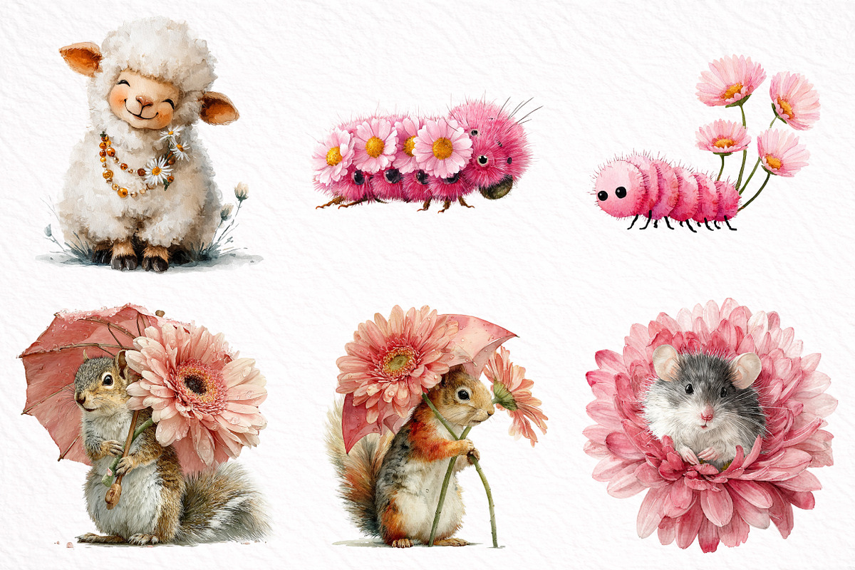 Whimsical Spring Animals Clipart, an Illustration by DreamArtGraphic (Photo 2 of 8)
