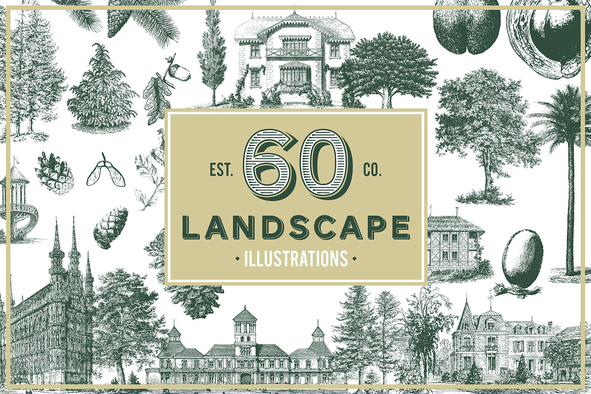 Landscape Vintage Illustrations, an Education Illustration by hypegraphic (Photo 1 of 5)