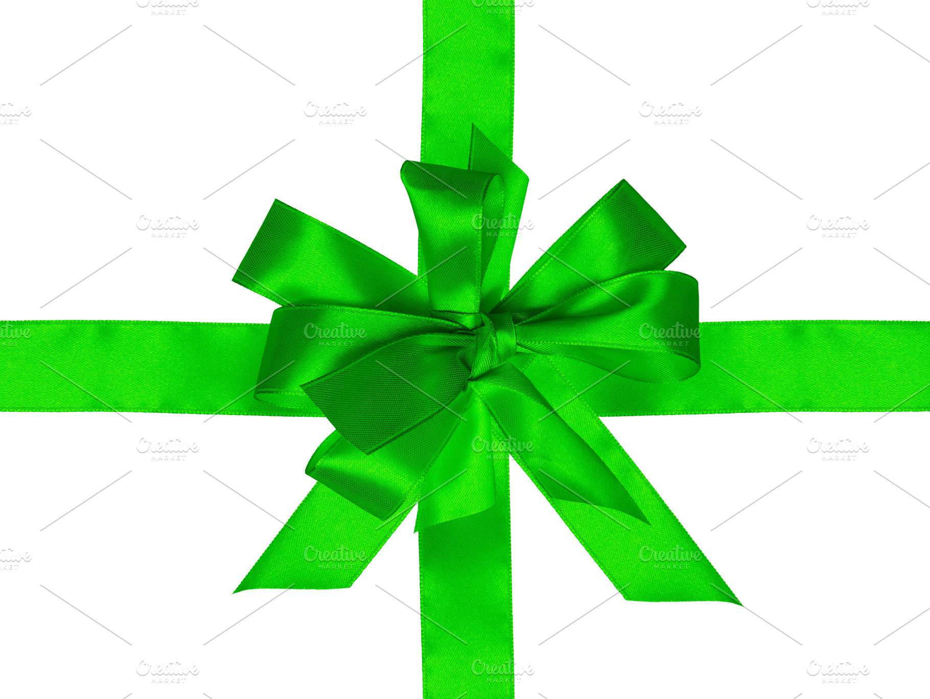 Green silk ribbon and bow. Isolated background, a Holiday Photo by ndanko