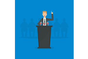 Politician Standing Behind Rostrum, a Person Illustration by TopVectors