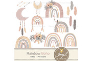 Rainbow Boho Digital Papers Clipart, a Pattern Graphic by JennyL Designs (Thumbnail 2 of 7)