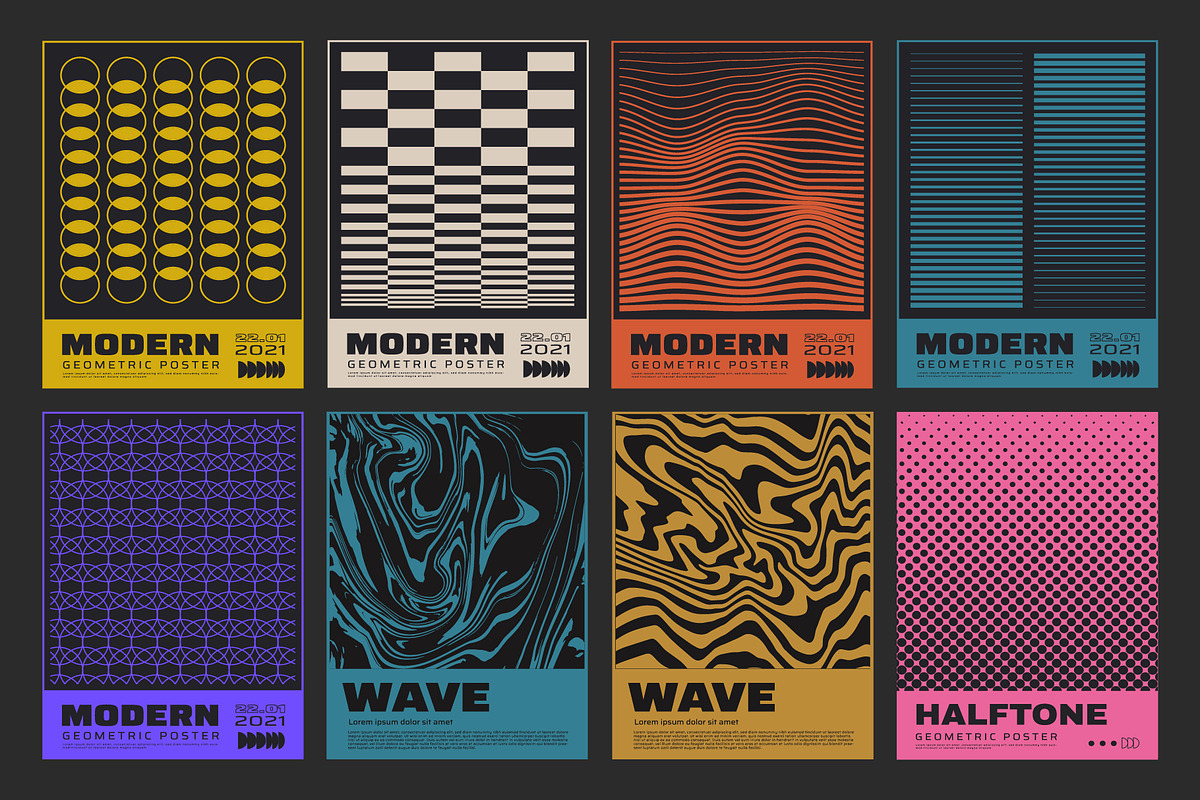 80 MODERN GEOMETRIC VECTOR POSTERS, a Texture Graphic by craftlove (Photo 7 of 14)
