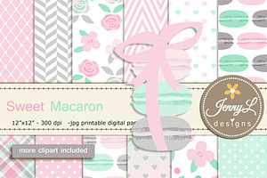 Macaron Digital Paper & Clipart, a Pattern Graphic by JennyL Designs