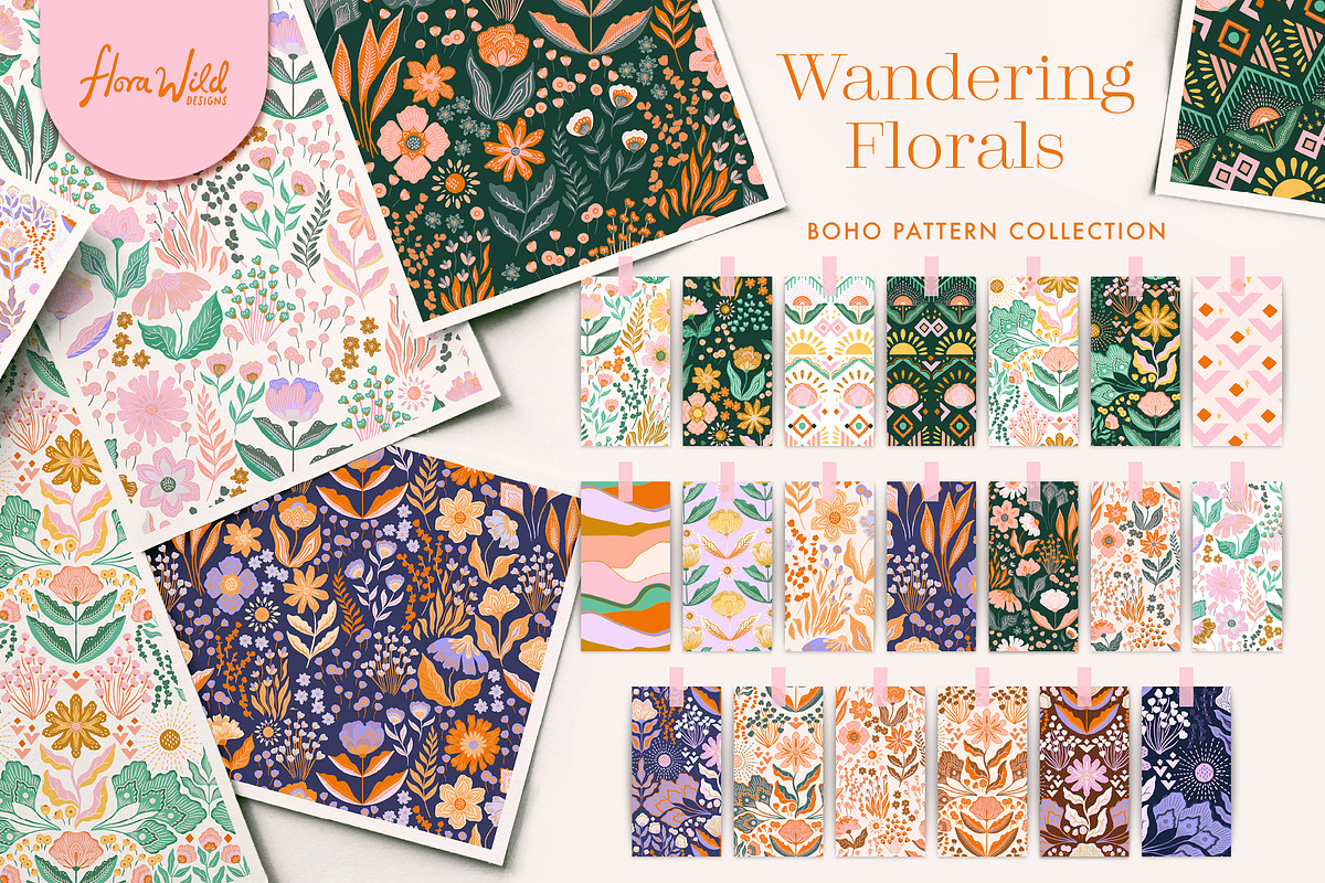 Wandering Bohemian Folk Florals, a Pattern Graphic by Flora Wild Designs (Photo 1 of 10)