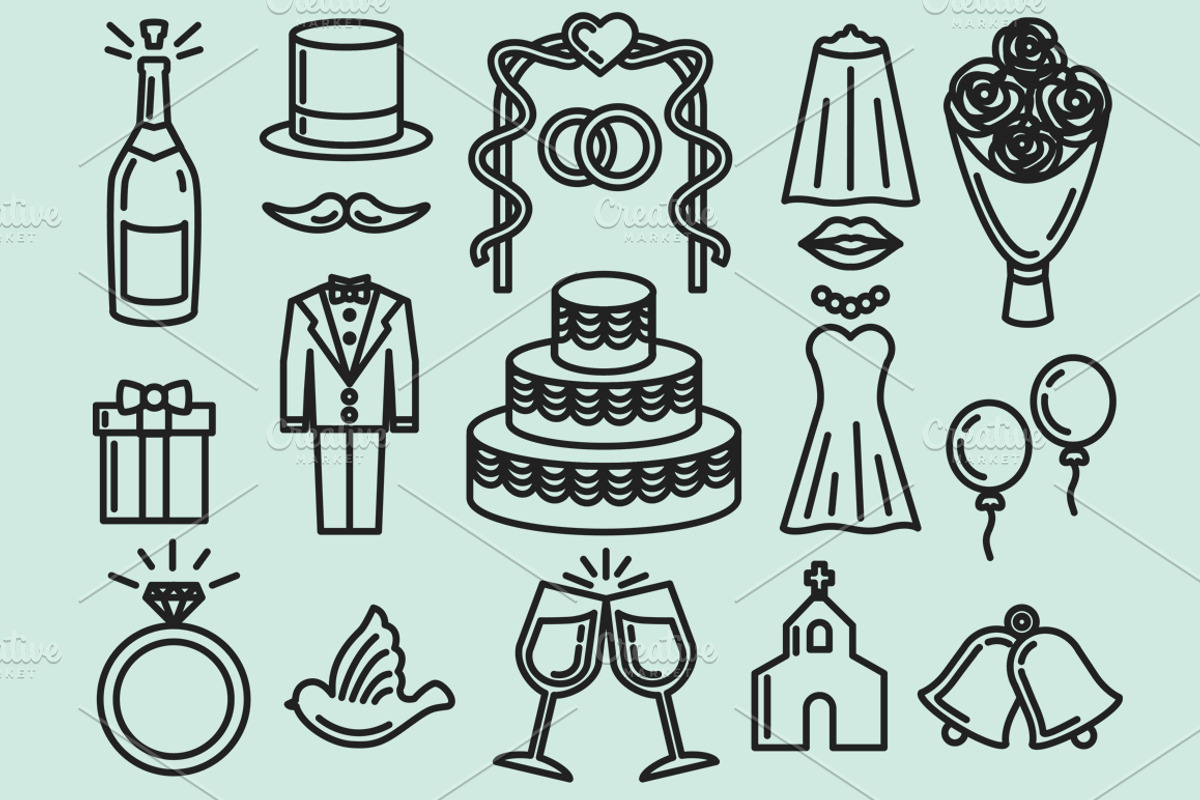 Wedding Set Outlined & Colored, an Icon by DeniseUytiepo (Photo 3 of 5)