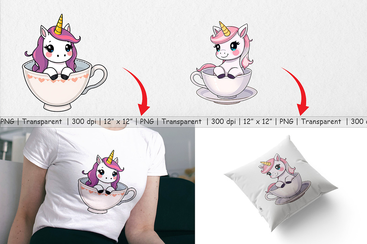 Teacup Unicorn Clipart, a Graphic by Artnoy (Photo 3 of 5)