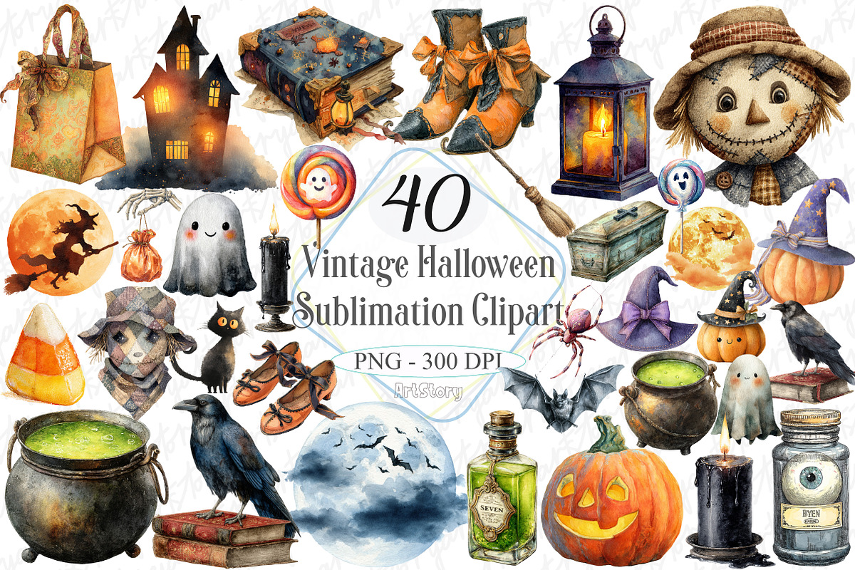 Vintage Halloween Sublimation Clipar, a Graphic by designcity5 (Photo 1 of 5)
