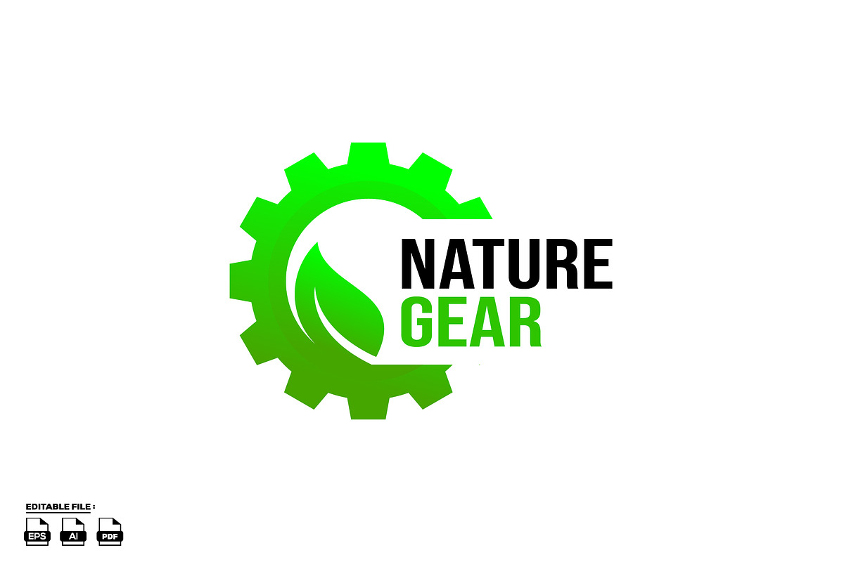 Gear With LEaf logo design, a Branding & Logo Template by LOGTURNAL