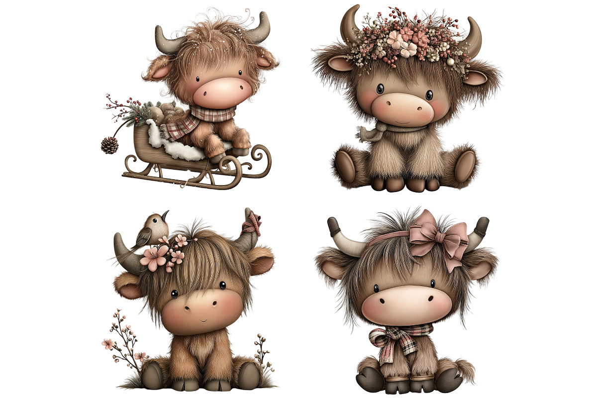 Cute & Funny Christmas Highland Cow, an Illustration by Craft Nest (Photo 10 of 11)