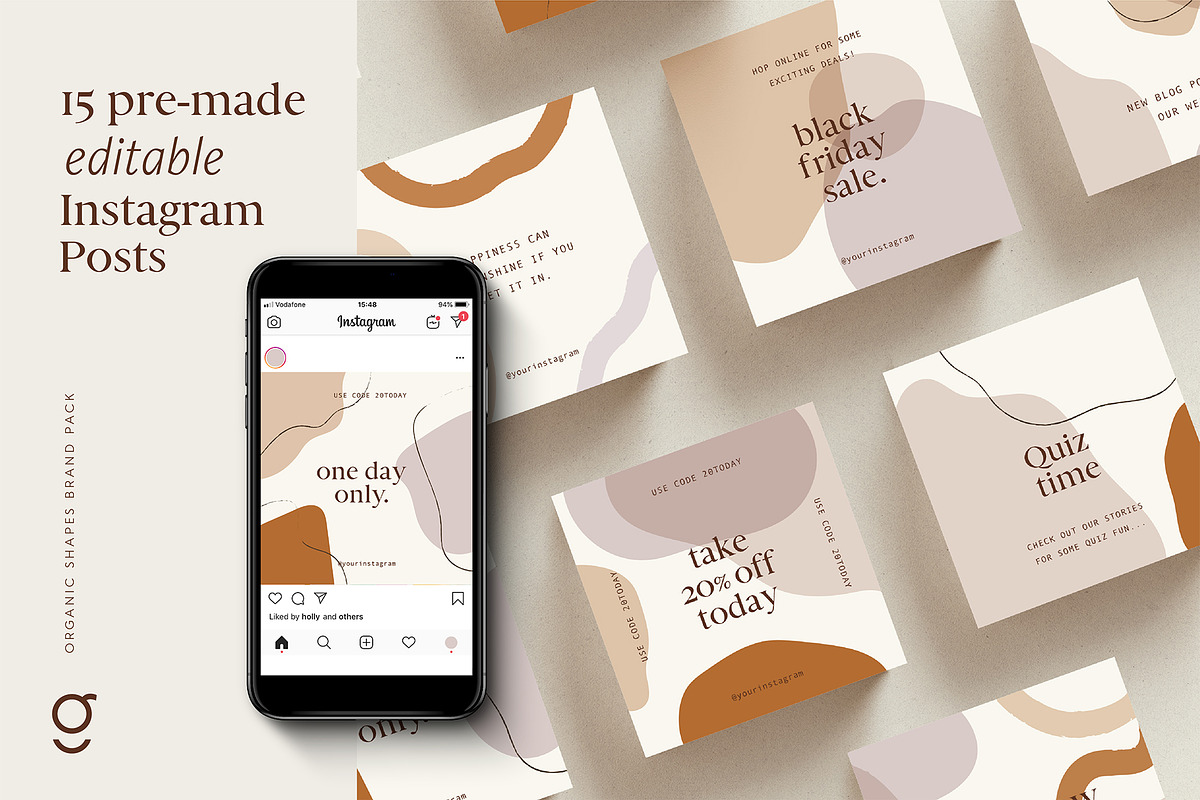 Organic Shapes Brand Pack, a Social Media Template by Galerie Design Studio (Photo 4 of 14)