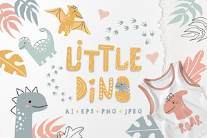 Little dino. Clipart for kids