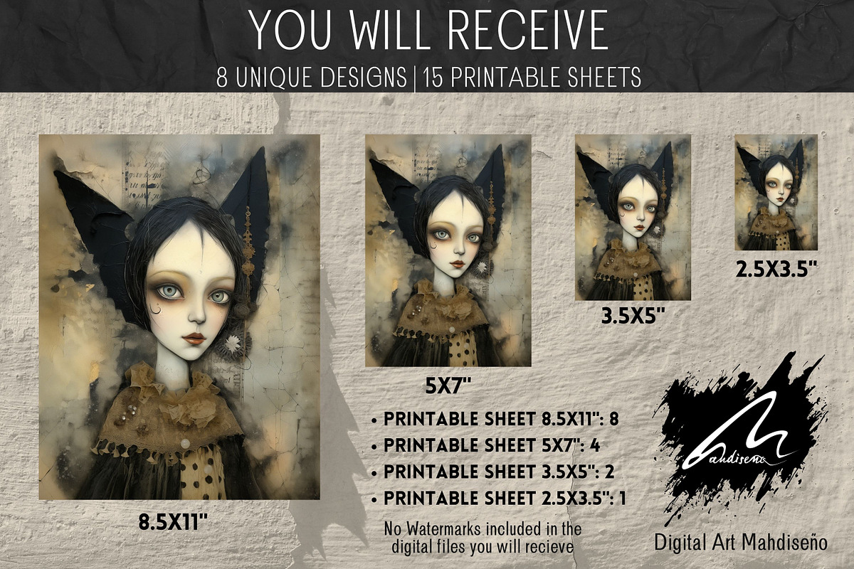 Whimsical Gothic Girl, Collage Page, a Person Illustration by Digital Art Mahdiseño (Photo 2 of 9)