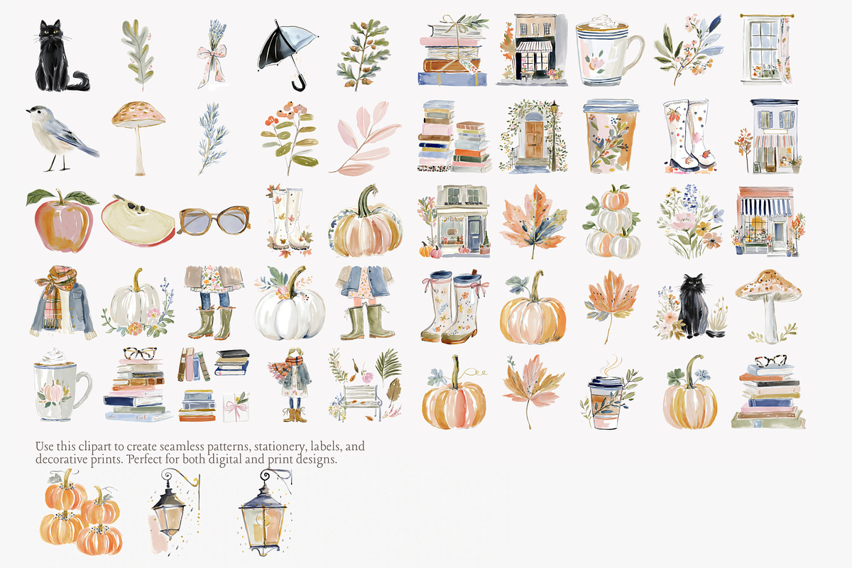 Fall cottagecore clipart set, a Decorative Illustration by Patishop Art (Photo 9 of 10)