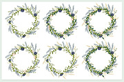 6 Clipart wreaths soft blue florals, an Illustration by michLg designs (Thumbnail 2 of 2)