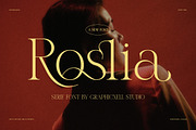 Roslia Elegant Ligature Serif Font, a Serif Font by Graphicxell (Thumbnail 1 of 8)