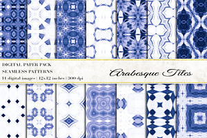 Arabesque Tiles Digital Papers, a Pattern Graphic by BonaDesigns