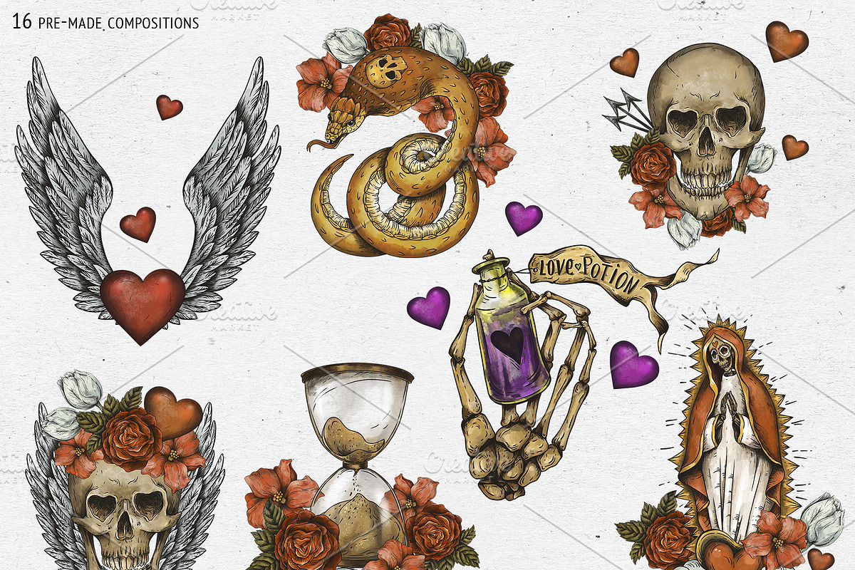 Love and Death Tattoo Symbols, an Illustration by Belusuab (Photo 5 of 10)