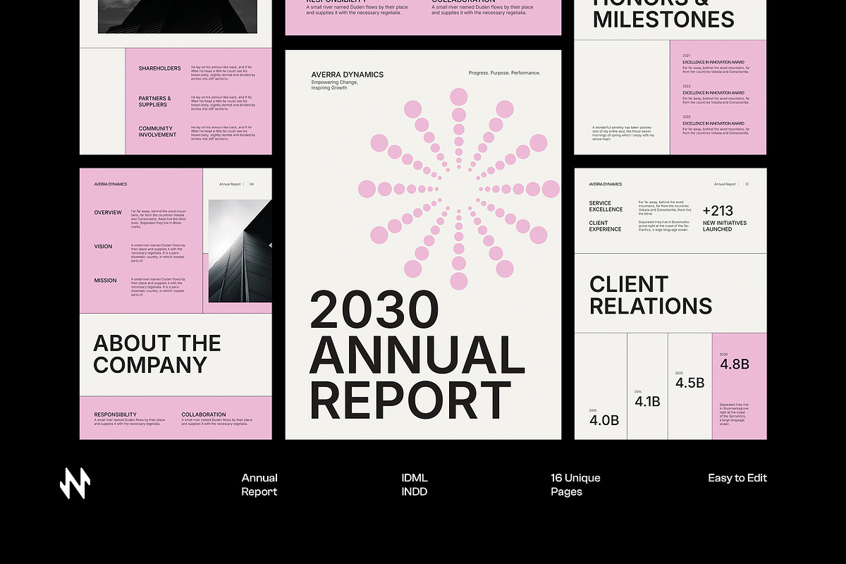 White Pink Annual Report, a Brochure Template by Neermana (Photo 1 of 10)