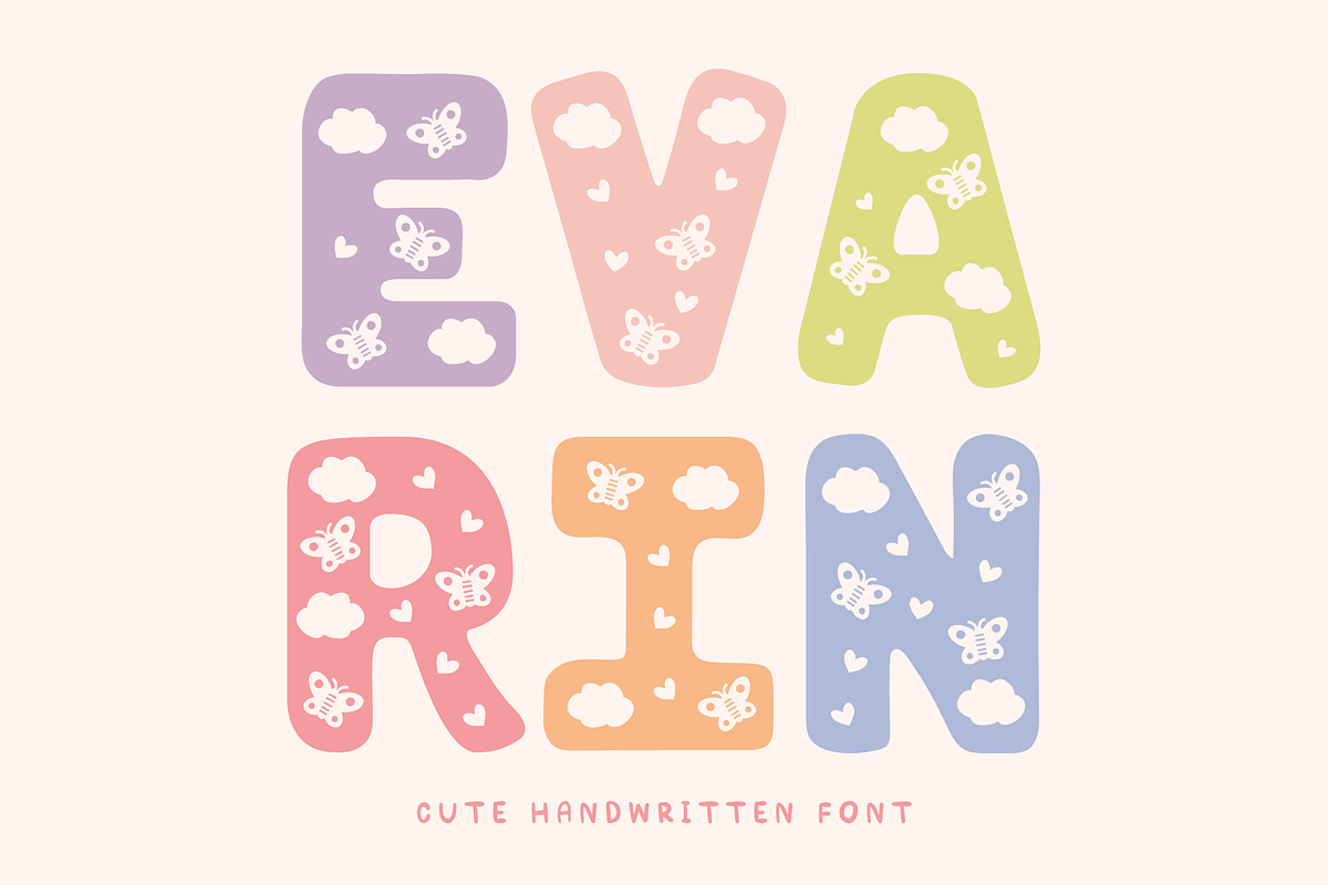 Evarin - Cute Decorative Font, a Handwritten Font by Kanink Studio (Photo 1 of 8)