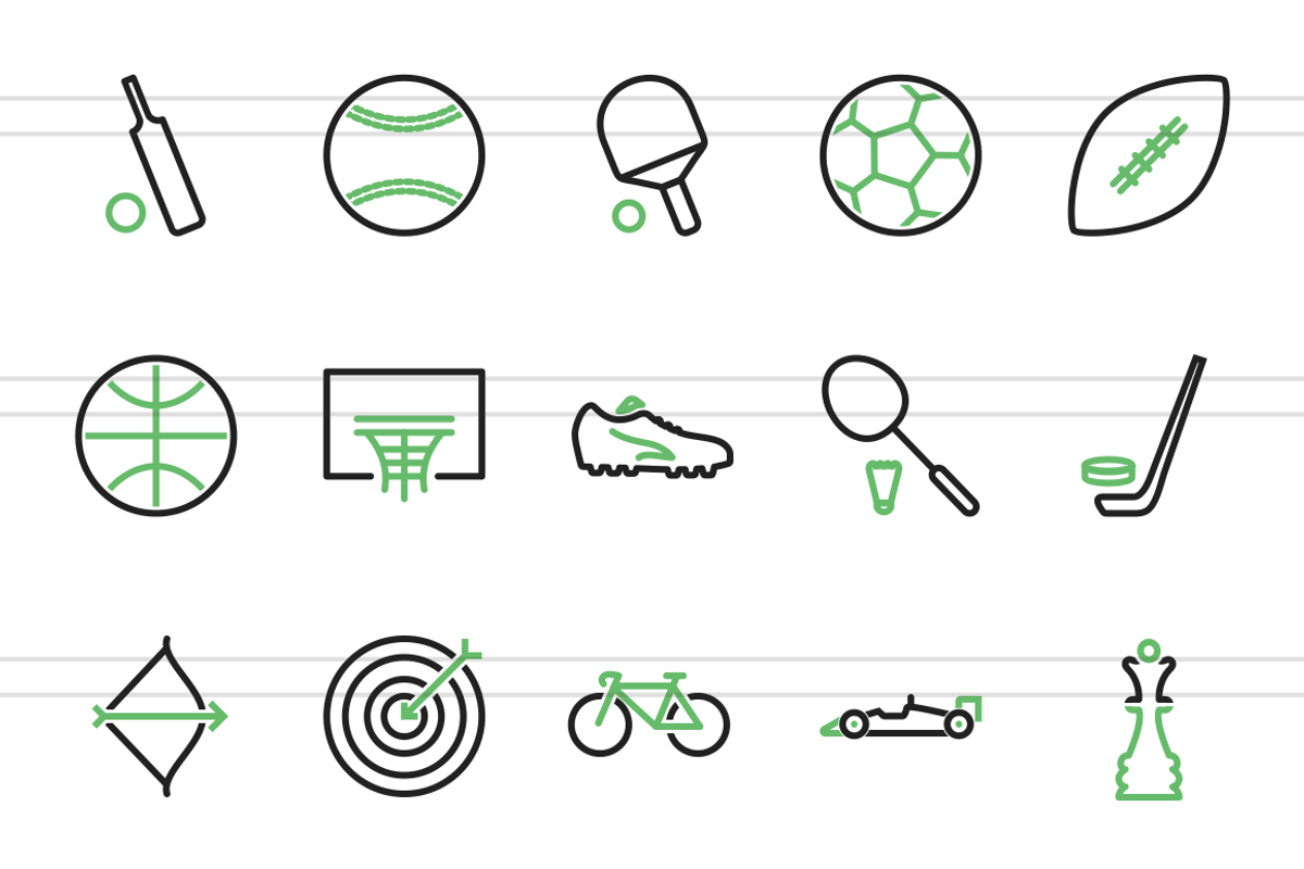 50 Sports Line Green & Black Icons preview 2