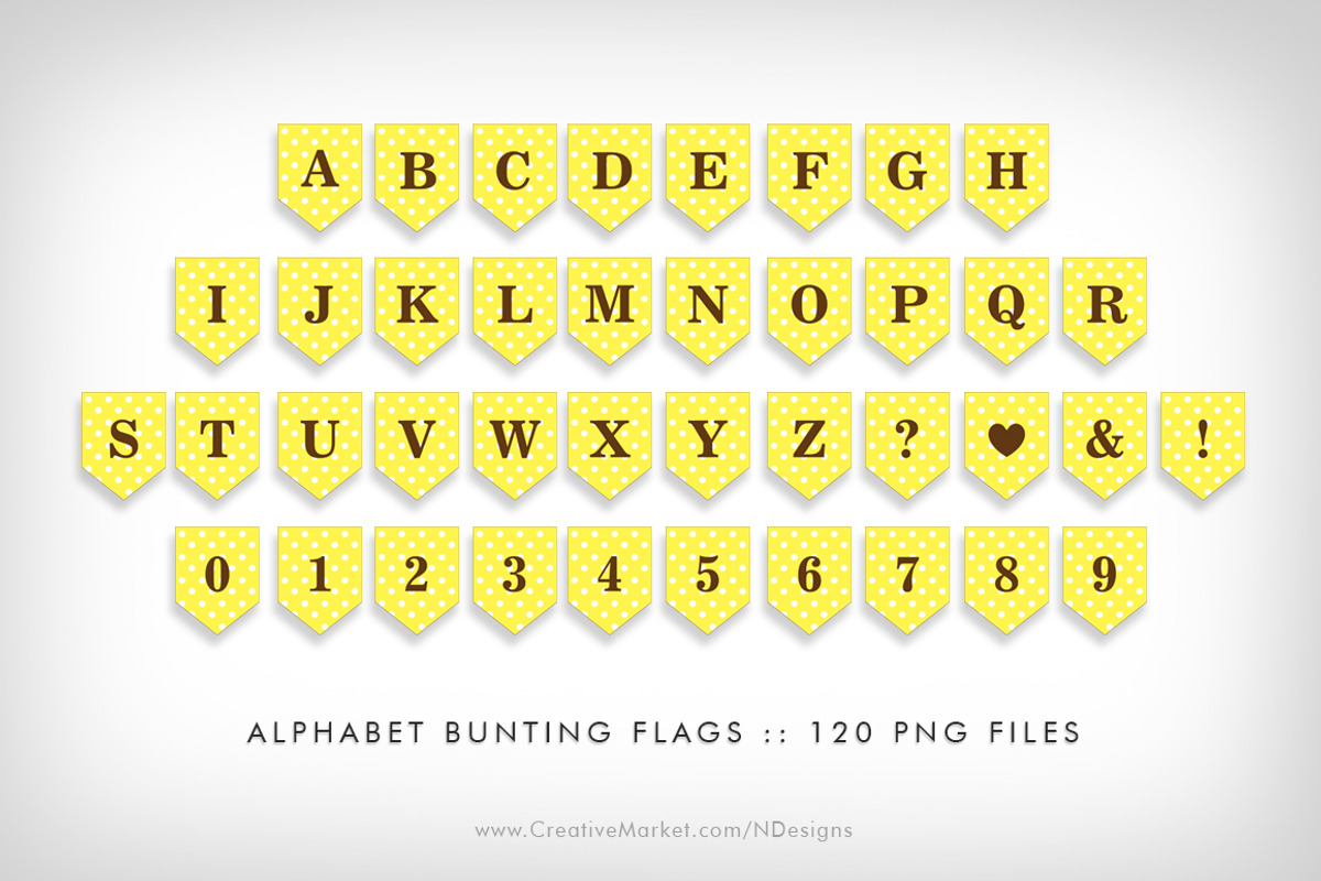 Yellow Bunting Flag Party Printables, a Flyer Template by NDesigns (Photo 3 of 4)