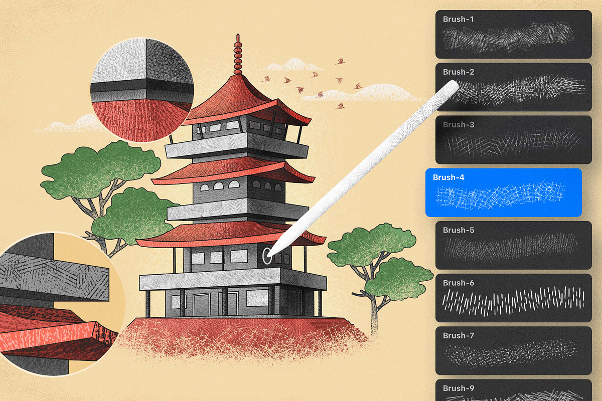 Procreate Shader Brushes Bundle, a Brush Add-On by brushapes.com (Photo 16 of 33)