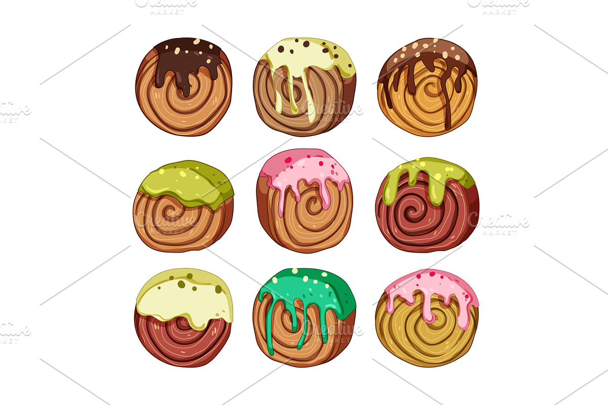 Cromboloni pastries with colorful, a Food Illustration by pikepicture
