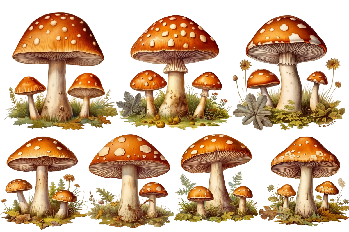 Vintage Mushroom Clipart, an Illustration by Digital Xpress (Photo 2 of 3)