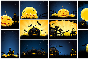 Halloween Backgrounds Set